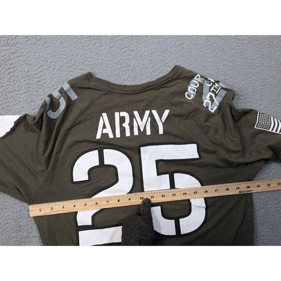 The Nike Tee T Shirt Army Black Knights Large Raglan Jersey Tee 25 Athletic Cut - Picture 7 of 14